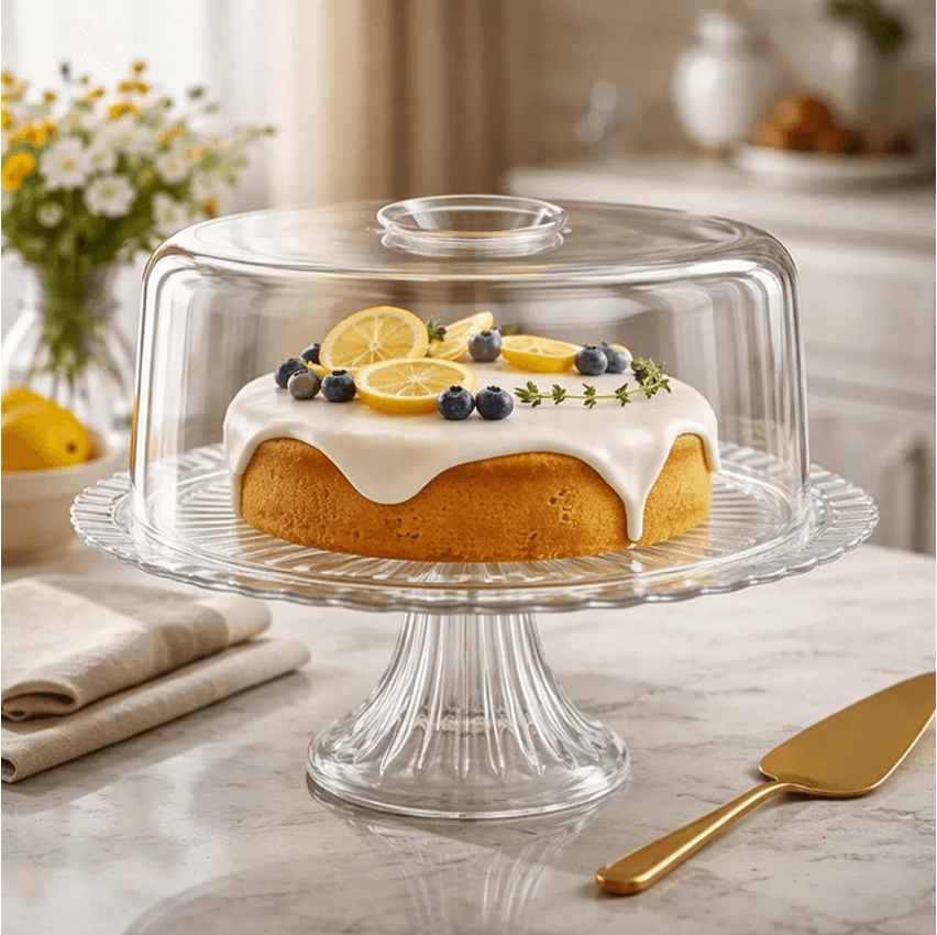 Prato / Boleira Gourmet Ruvolo Vidro + Tampa Plástica 32cm