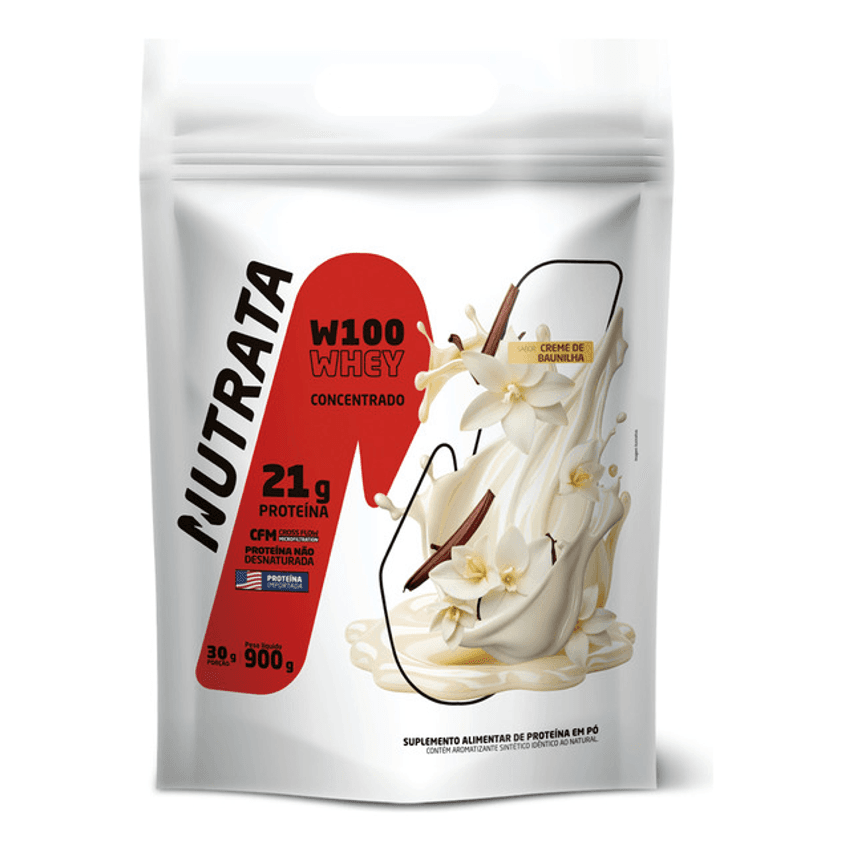 W100 Whey Concentrado Pouch 900g Baunilha Nutrata